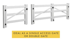 3 Rail gate, single gate, White PVC Hampton Gate 1800mm wide, flat pack, 7 Year Warranty