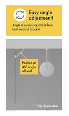 Purity Showerscreens adjustable arm bracket SMALL ARM BRACKET - Chrome