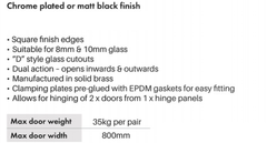 3 way Shower Door Hinge, T style hinge - Chrome