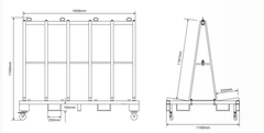 A frame trolley, glass trolley, a frame for stone,hot dip galvanised with straps