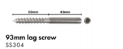 Lag screw, M12 Thread with 12mm Coach Screw, Hex Drive, SS304