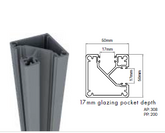 90 Degrees corner post - Aluminium semi frameless pool fencing / balustrade post
