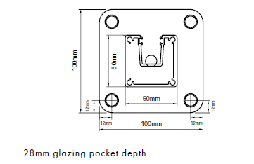 One way deluxe base plated post - semi frameless pool fencing - Image 1
