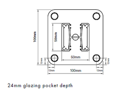 Two way deluxe base plated post - semi frameless pool fencing - Image 1