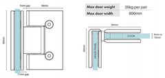 90 Degrees Frameless Shower Door hinge - Satin Chrome