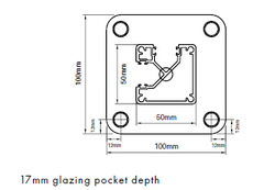 90 Degrees corner base plated post - semi frameless pool fencing - Image 1