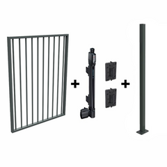 Pool Safe Gate Kit - Aluminium Pool Gate Package - with flanged 1300mm latch post to bolt down option.