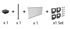 Aluminium Pool Fence Package Deal - Includes 1 x 2.45m Aluminium Pool Fence Panel, 1 x 1.8m Post & 1 x Fittings Set!