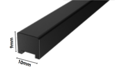 Frameless shower aluminium Square water bar, floor seal - Black Anodised