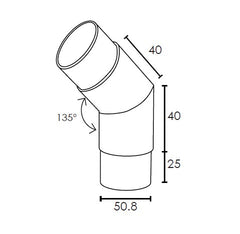 MOD 50 - ROUND 135 Degrees JOINER 316 STAINLESS STEEL