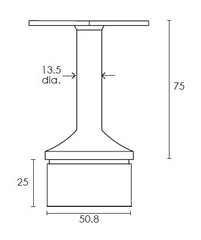 MOD 50 - ROUND 316 STAINLESS STEEL RAIL SUPPORT FIXED FLAT 135 Degrees SADDLE