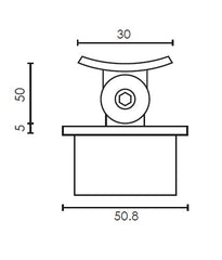 MOD 50 - RAIL SUPPORT BALL JOINER ROUND WITH SWIVEL CURVED SADDLE 316 STAINLESS STEEL