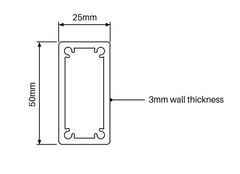 Barr Post 50 x 25mm - 1800mm Long - White / Black - Aluminium