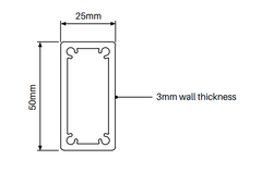 Barr Post 50 x 25mm - 2500mm Long - White / Black - Aluminium