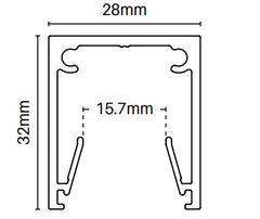 U channel Side frame 28mm x 32mm 6000MM LONG for slats, push fit