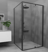 Black Aluminium Adjustable Semi-Frameless Shower Screen - 6 mm glass - Choice of sizes - BLACK new