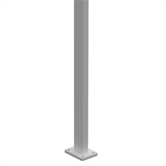 Barr Post 50 x 25mm With Welded Base Plate - 1280mm Long - White / Black - Aluminium