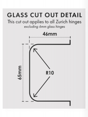 90 Degrees Frameless Shower Door hinge - Satin Chrome