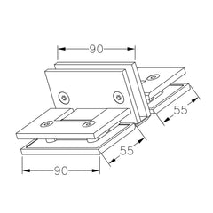 FORGE SHOWER HINGE GLASS TO GLASS BACK TO BACK 10mm glass - Brushed Brass