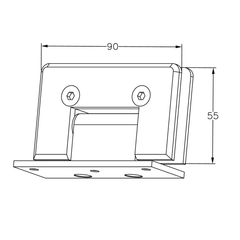 FORGE SHOWER HINGE BEVELLED GLASS TO WALL L-SHAPE 90 Degrees 10mm glass - Chrome