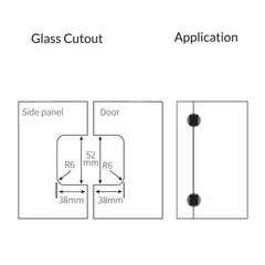 FORGE SHOWER HINGE MICRO GLASS TO GLASS 180 Degrees 6mm and 8mm glass - Chrome