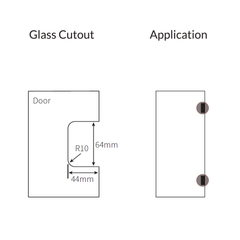 FORGE SATIN CHROME SHOWER HINGE GLASS TO WALL L-SHAPE 90 Degrees 10mm glass - Satin Chrome