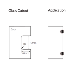 FORGE SHOWER HINGE HEAVY DUTY GLASS TO WALL L-SHAPE 90 Degrees - Brushed Brass