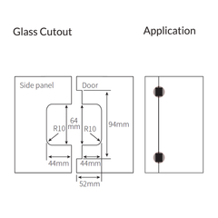 FORGE SHOWER HINGE GLASS TO GLASS 90 Degrees 10mm glass - Gunmetal Grey