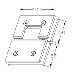 FORGE SHOWER HINGE HEAVY DUTY GLASS TO GLASS 180 Degrees 10mm and 12mm glass glass - Chrome
