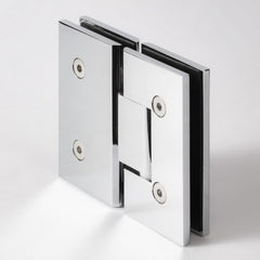 FORGE SHOWER HINGE HEAVY DUTY GLASS TO GLASS 180 Degrees 10mm and 12mm glass glass - Chrome