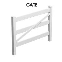 3 Rail gate, single gate, White PVC Hampton Gate 1800mm wide, flat pack, 7 Year Warranty