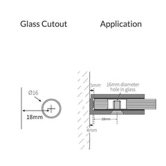 MICRO U BRACKET GLASS TO WALL MECHANICAL FIXING 90 Degrees - Chrome