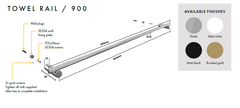 Towel Rail, 900mm, 600mm, 300mm, Stainless Steel, Choose Finish