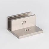 Frameless shower glass U BRACKET SQUARE WITH HORIZONTAL LEG 10mm glass - Brushed Nickel