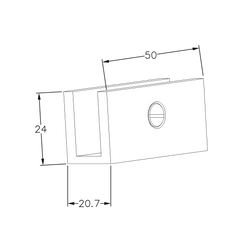 SHOWER SCREEN GLASS U BRACKET SQUARE 12MM GLASS - Chrome