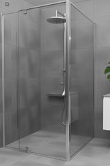 Polished Silver Aluminium Adjustable Semi-Frameless Shower Screen - 6 mm glass - Choice of sizes.