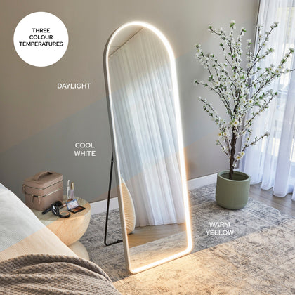 Luna 160cm Standing Arch Front Illuminated Mirror Silver product image 6