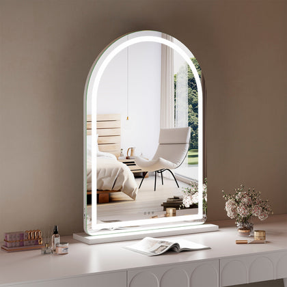 Luna 102cm Arch Front Illuminated Vanity Mirror White lifestyle image