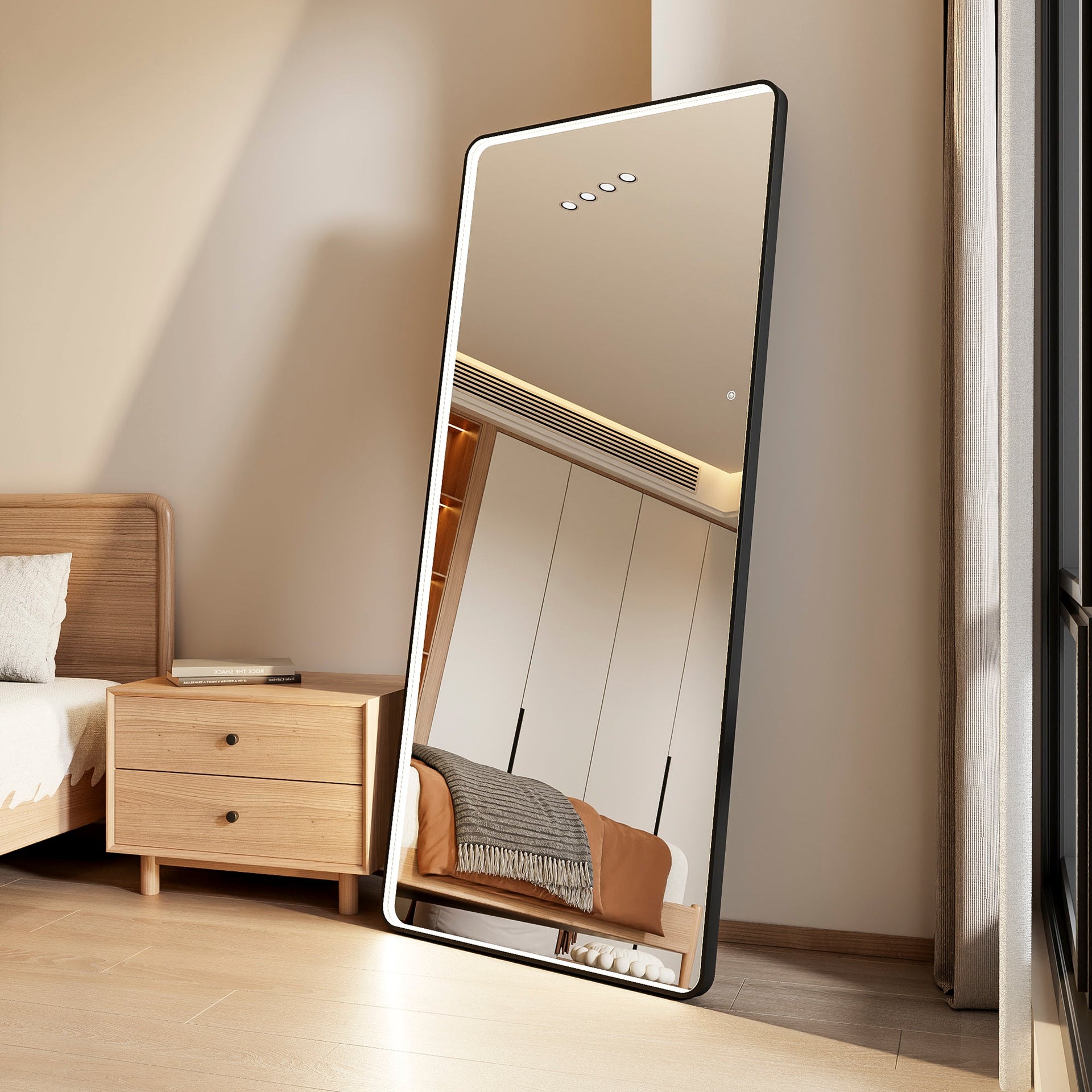 Luna 180cm Rectangle Front Illuminated Mirror Black product image 6