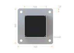 100 x 100 x 2.0mm ALUMINIUM POST (Screw Fluted) - Base Plated