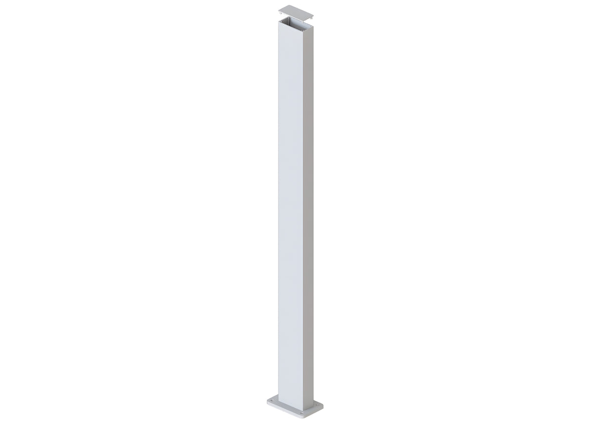 100 x 50 x 1.8mm ALUMINIUM POST (Screw Fluted) - Base Plated