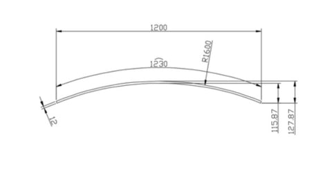 Toughened Clear 12mm Curved Glass Pool Fence Panels, 1200mm high,  choose your width