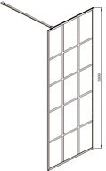 Black Framed Shower Screen Fixed Panel with grills. 2000mm high x 1200mm wide