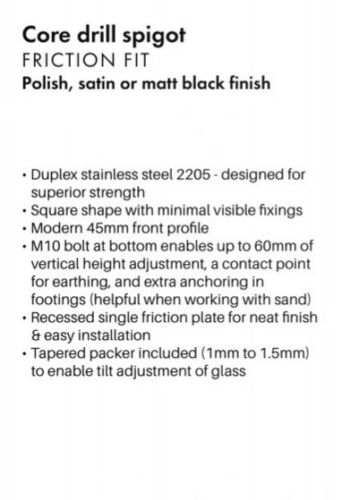 SS2205 Glass Spigot – Base Plated – 10–12mm Glass – Pool Fencing