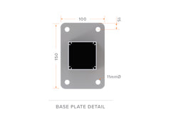 65 x 65 x 2.0mm ALUMINIUM POST (Screw Fluted) - Base Plated