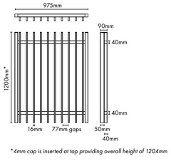 Aluminium Blade Pool Fence - GATE - 975Wx1200H - Black