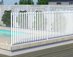 BARR Pool Fence Panel - 1200mm H x 2205mm W - White / Black, Compliant to AS 1926.1,  Aluminium Batten Fence