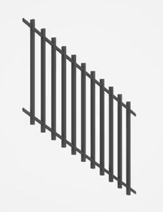 Raked BARR Balustrade panel Aluminium Blade Fence Panel - 1000mm H x 1380mm W - White / Black, Batten Fence