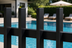 Aluminium Blade Pool Fence Panel - PANEL - 2200Wx1200H - Black, Compliant to AS1926.1