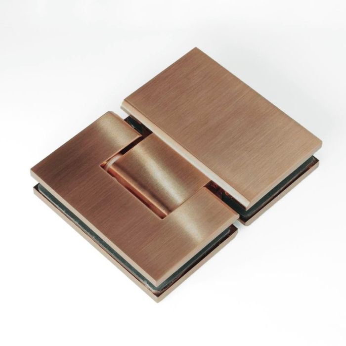 Frameless Glass 3 Panel Inline Wall to Wall Shower Screen - 2000mm high, 10mm Toughened Glass - Brushed Rose Gold (Copper)